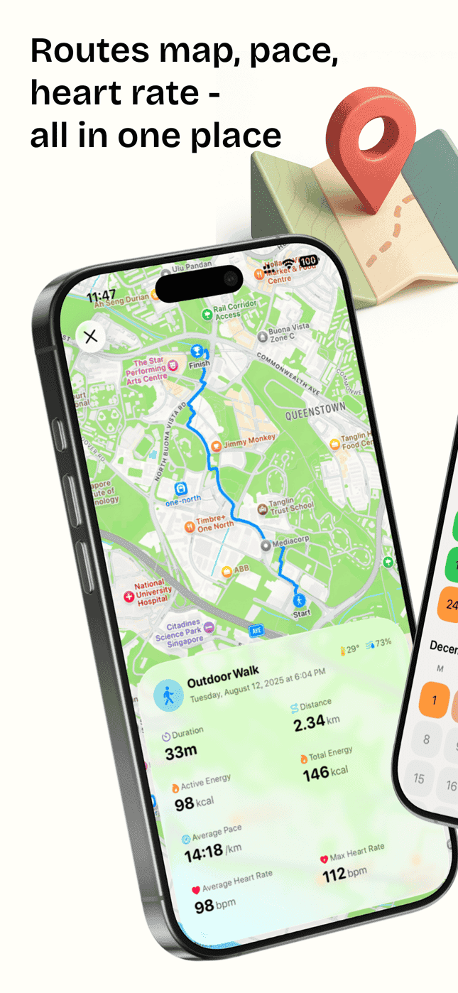Steps app showing workout tracking
