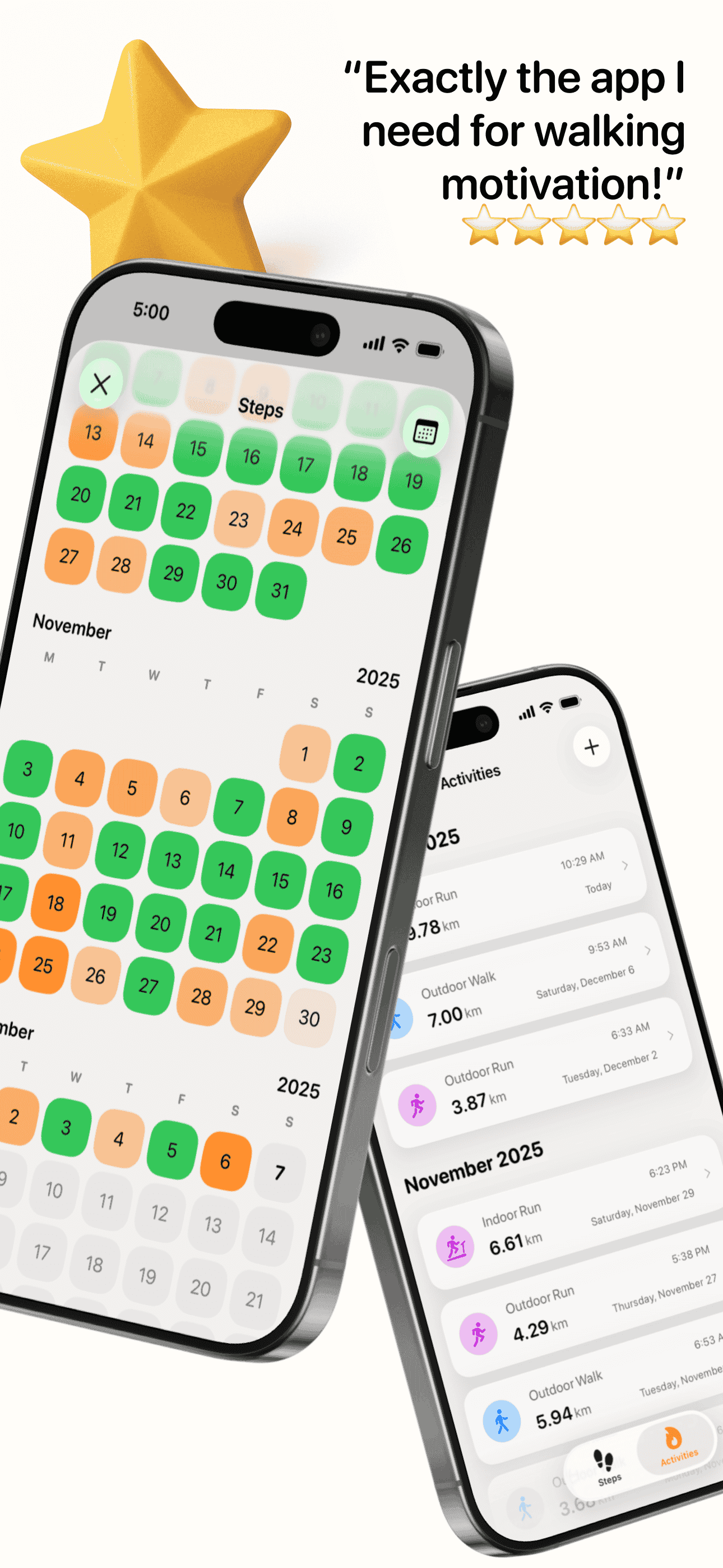 Steps app showing yearly insights
