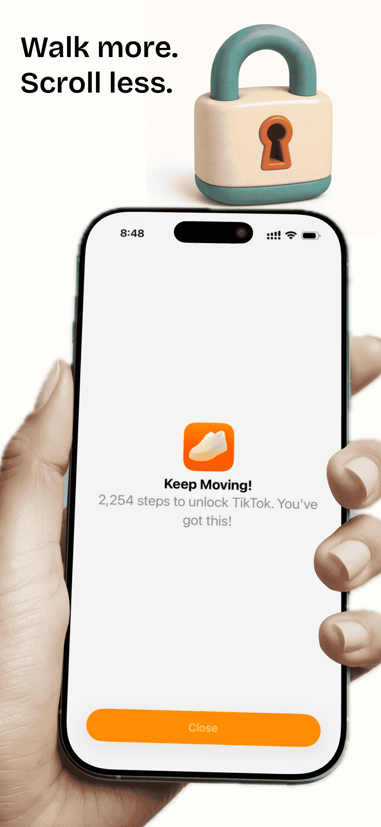 Steps app showing daily step count dashboard