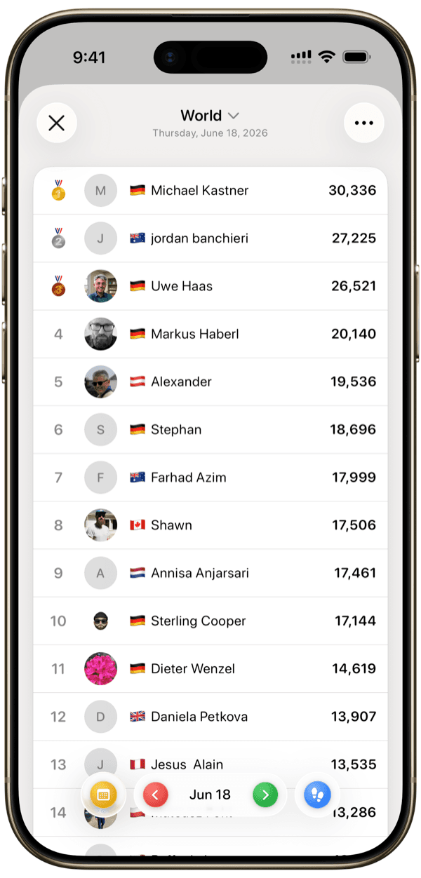 Stepboard shown in the Steps app